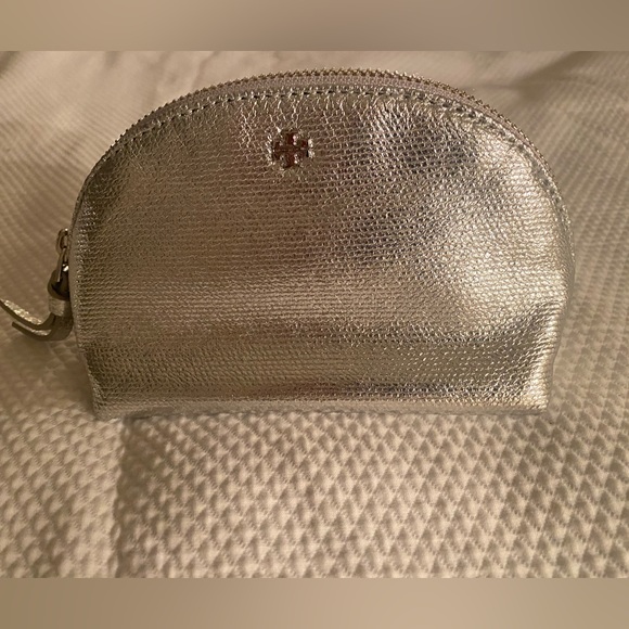 Tory Burch Bags Tory Burch Silver Metallic Cosmetic Bag Poshmark